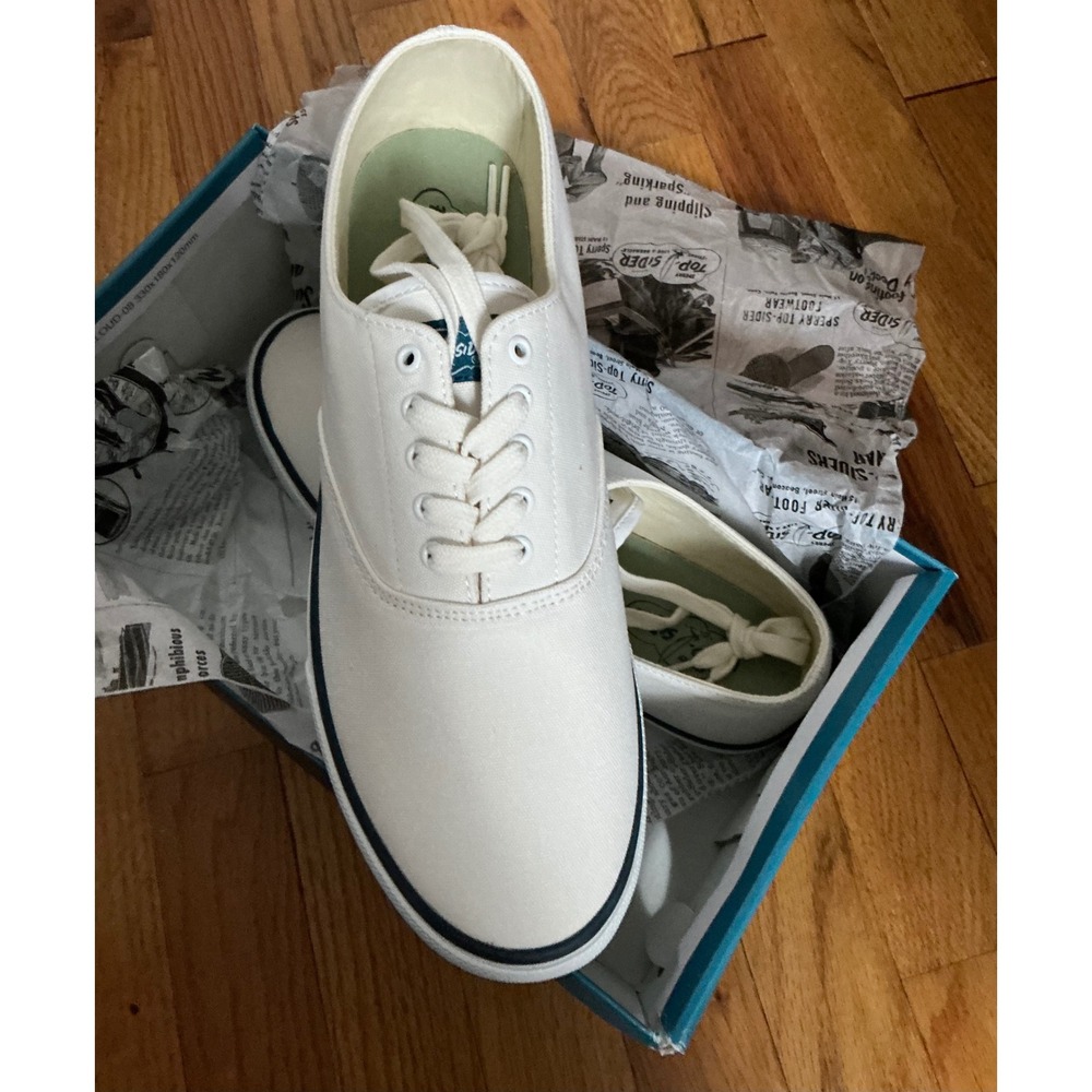 Sperry Top-Sider Classic CVO White Canvas Sneakers Men 11 Low Top Deck Shoes NEW